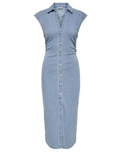 Only - OnlBabe Capsleeve Midi Kjole - Light Blue Denim